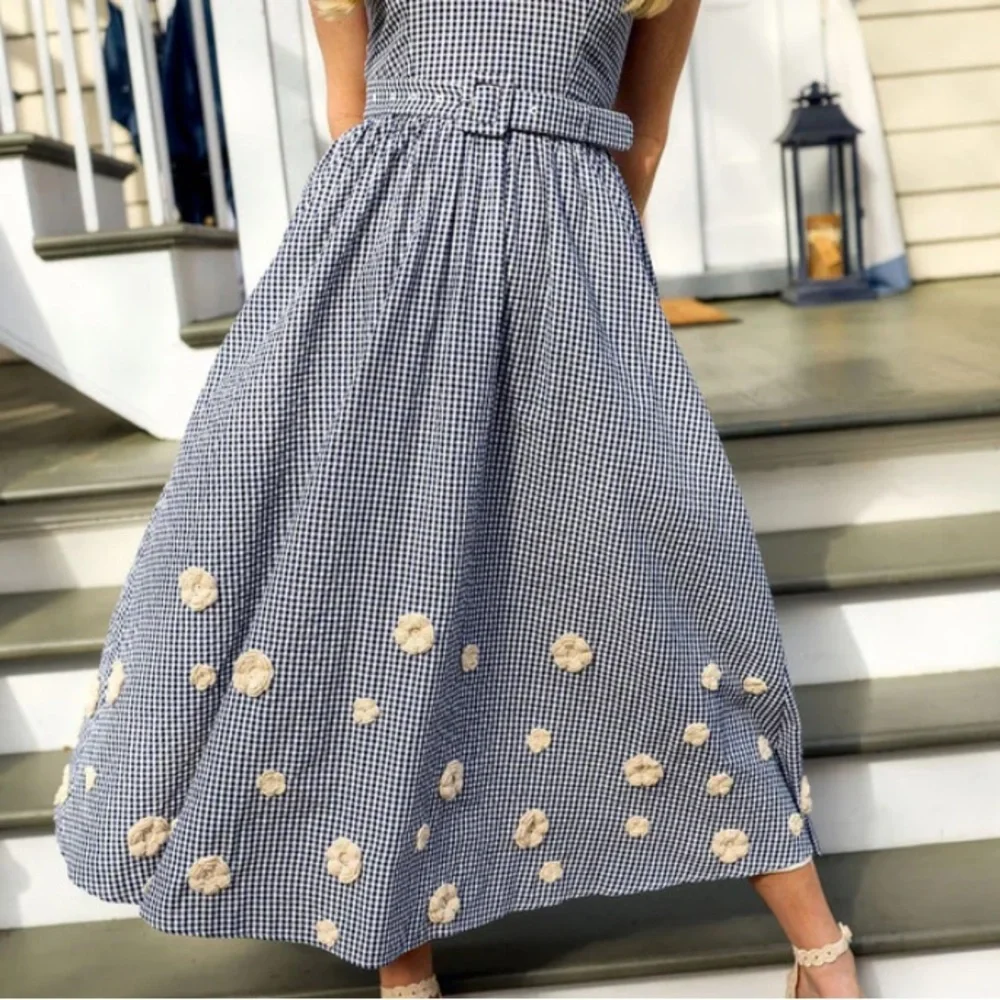 Eddy Katherine Gingham Midi Dress, XS - Picture 3 of 5